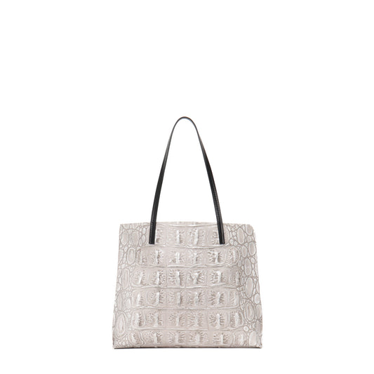 MEZZO SHOPPER SILVER TIPPED EMBOSSED MONSTER CROC