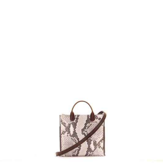 MICRO HARBOR TOTE NATURAL PYTHON WITH VINTAGE BROWN