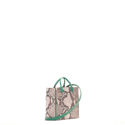 MICRO HARBOR TOTE NATURAL PYTHON WITH VINTAGE GREEN