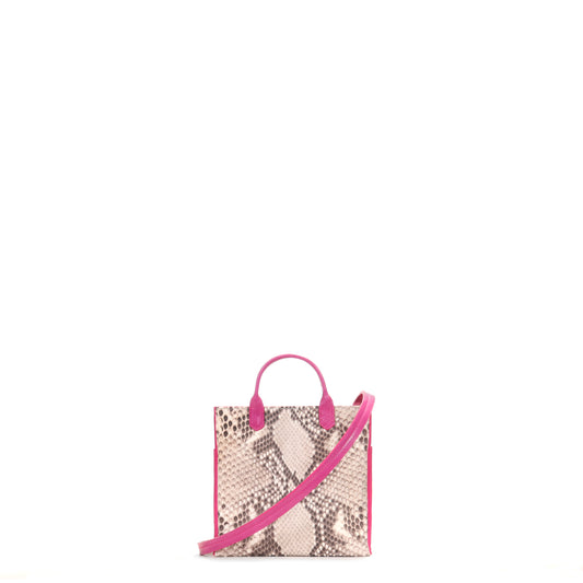 MICRO HARBOR TOTE NATURAL PYTHON WITH PINK