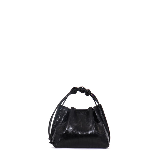 MINI DRAWSTRING BAG BLACK MAKO CALF