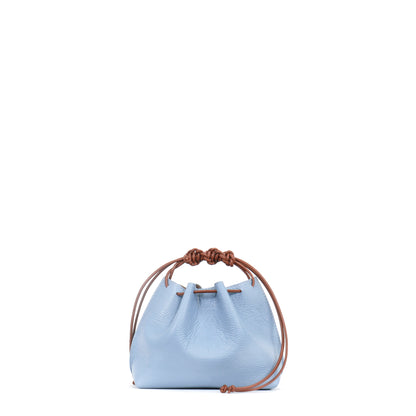 MINI DRAWSTRING BAG CORNFLOWER PEBBLED CALF