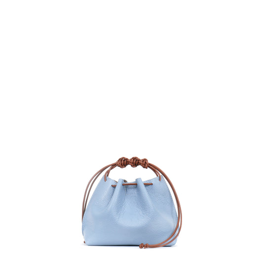 MINI DRAWSTRING BAG CORNFLOWER PEBBLED CALF