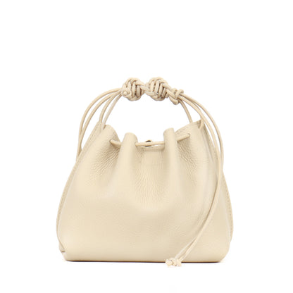 MINI DRAWSTRING BAG EGGSHELL PEBBLED CALF