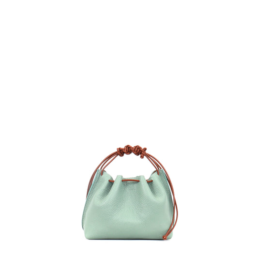 MINI DRAWSTRING BAG LAUREL PEBBLED CALF