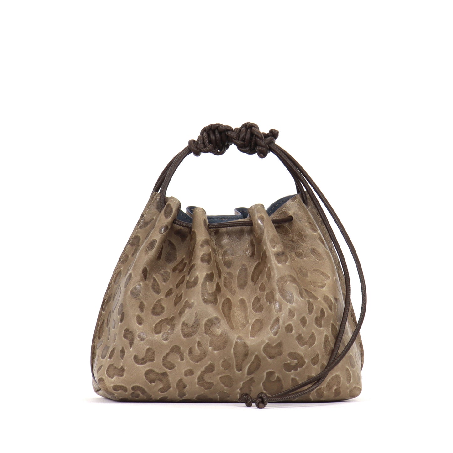 MINI DRAWSTRING BAG MUSHROOM EMBOSSED LEOPARD