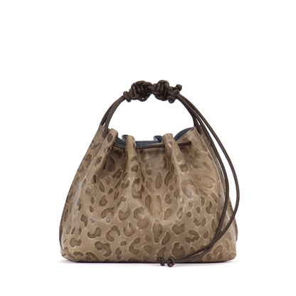 MINI DRAWSTRING BAG MUSHROOM EMBOSSED LEOPARD