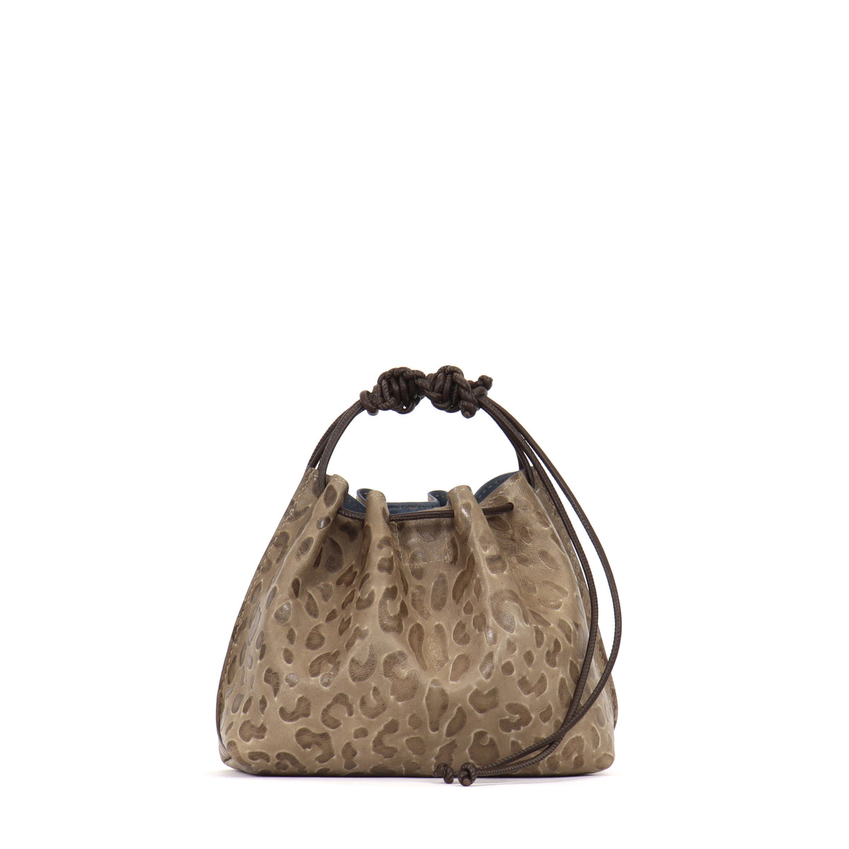 MINI DRAWSTRING BAG MUSHROOM EMBOSSED LEOPARD
