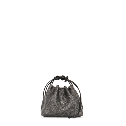 MINI DRAWSTRING BAG PEWTER SHAGREEN