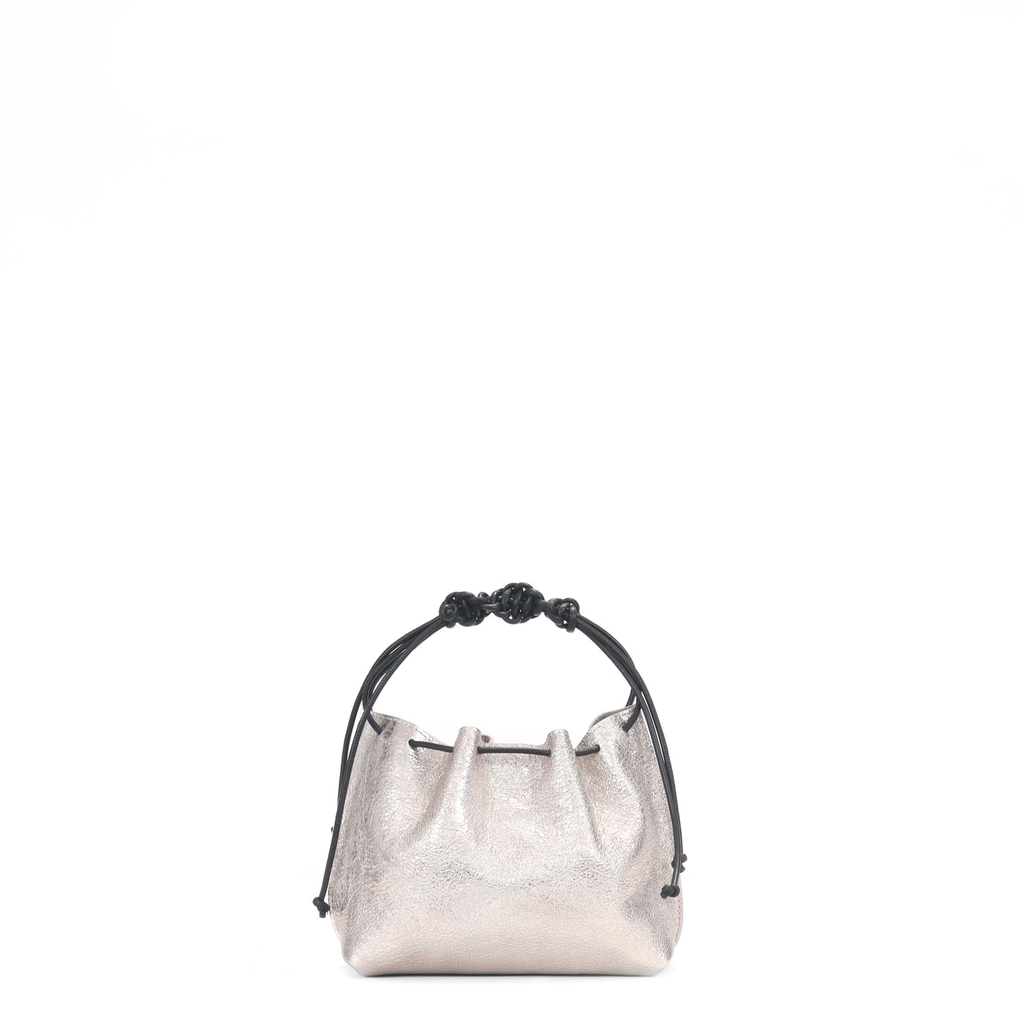 MINI DRAWSTRING BAG CRINKLED SILVER