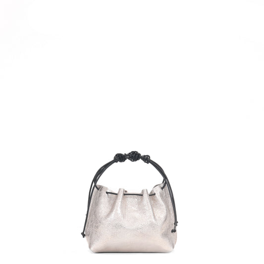 MINI DRAWSTRING BAG CRINKLED SILVER