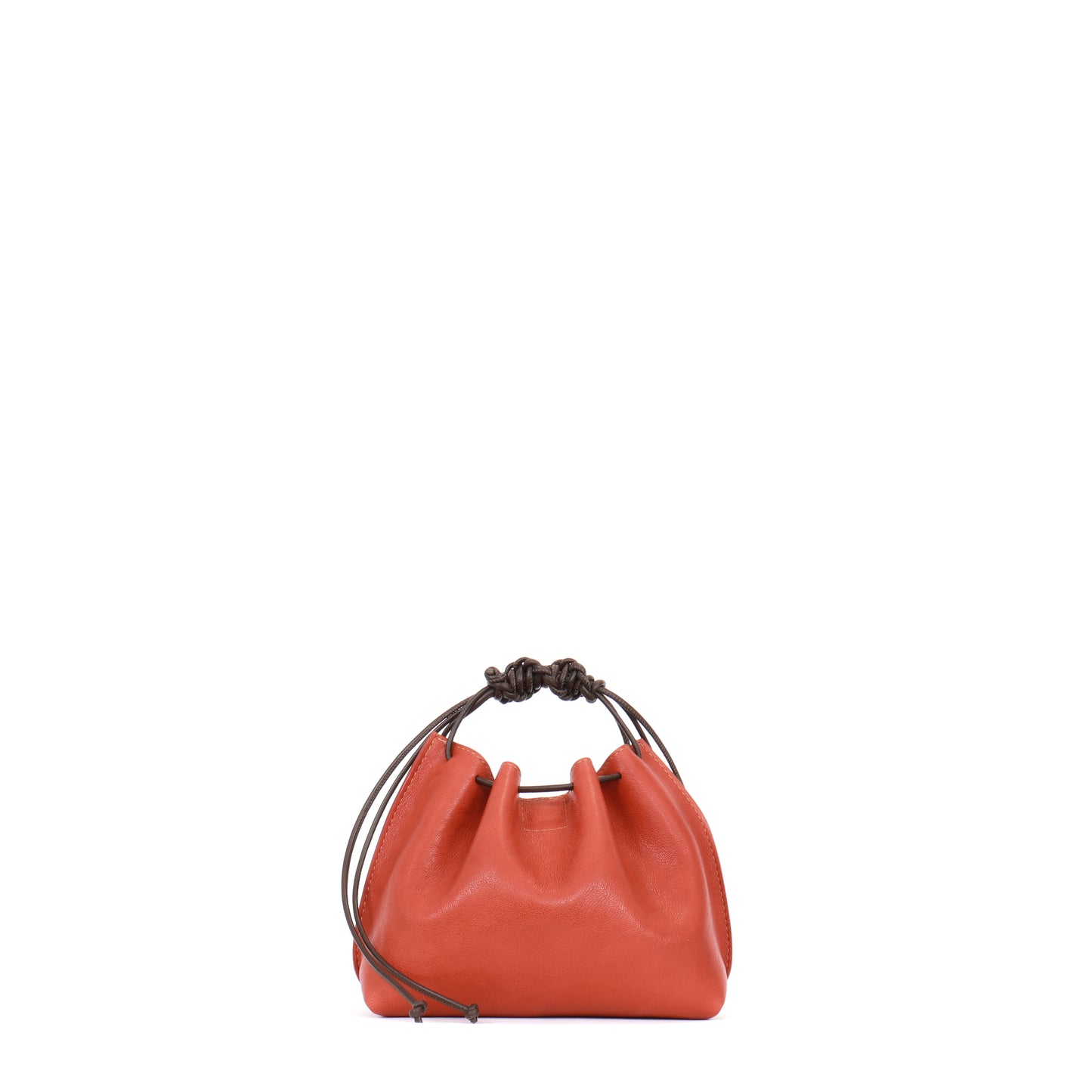 MINI DRAWSTRING BAG TERRACOTTA ITALIAN LAMB