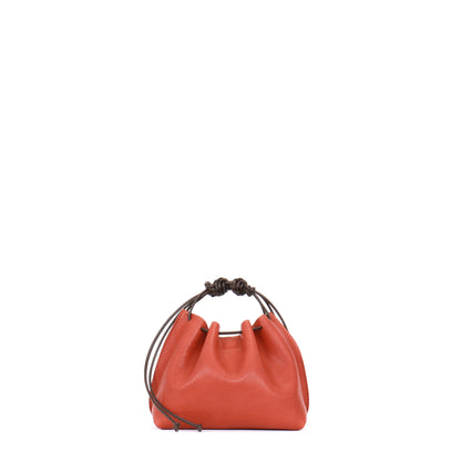 MINI DRAWSTRING BAG TERRACOTTA ITALIAN LAMB