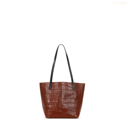MINI ESSENTIAL TOTE HICKORY EMBOSSED GATOR