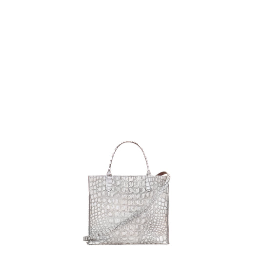 MINI HARBOR TOTE BONE EMBOSSED CROC