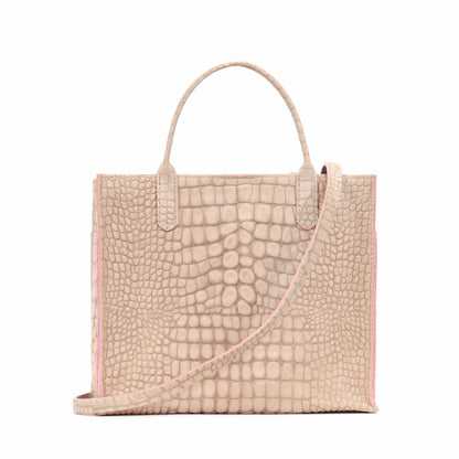 MINI HARBOR TOTE BUFF SUEDED CROCO