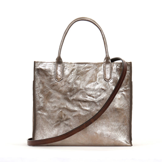 MINI HARBOR TOTE LIQUID METAL SHEEPSKIN