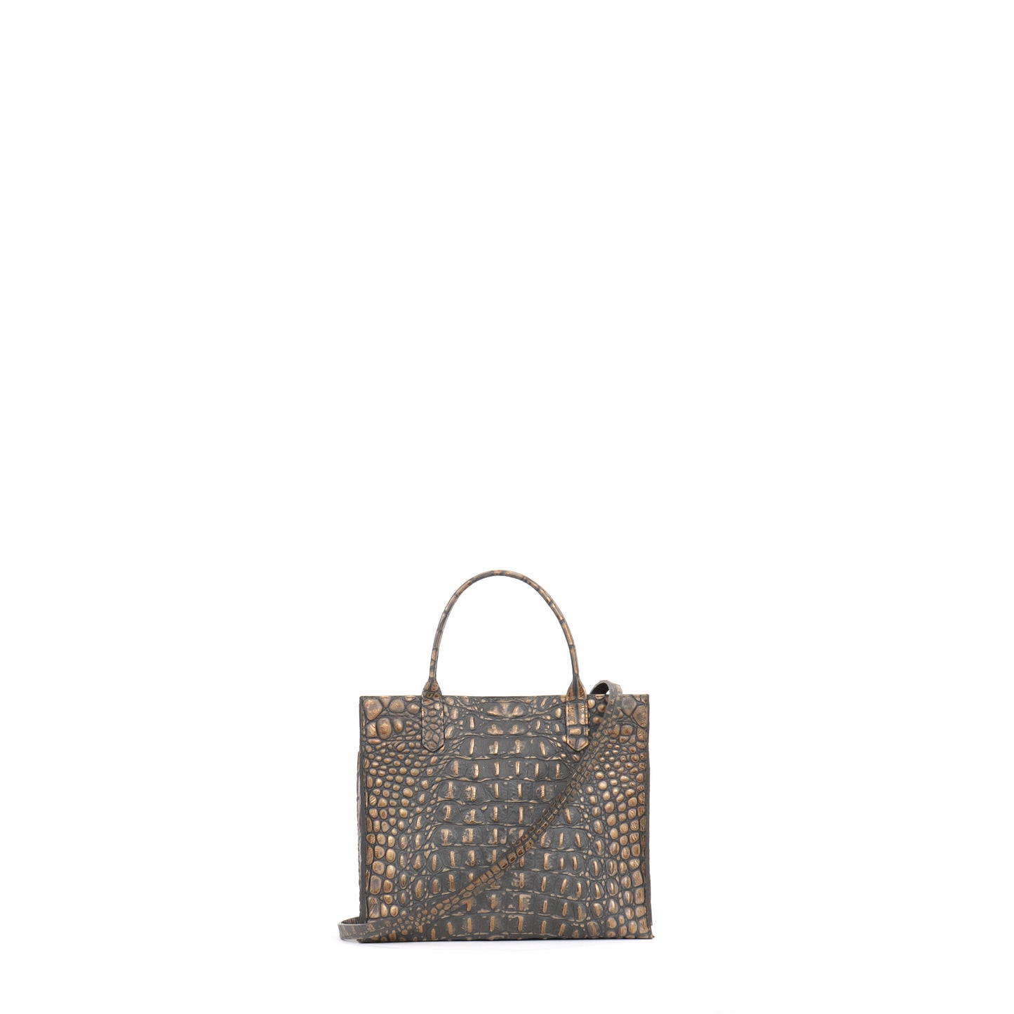 MINI HARBOR TOTE MOSSY BRONZE EMBOSSED CROC