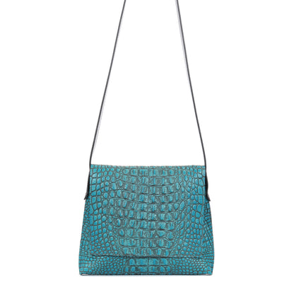 MINI MESSENGER FOUNTAIN EMBOSSED CROC