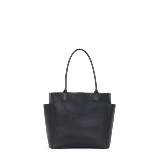 SLOUCHY POCKET TOTE BLACK PEBBLED CALF
