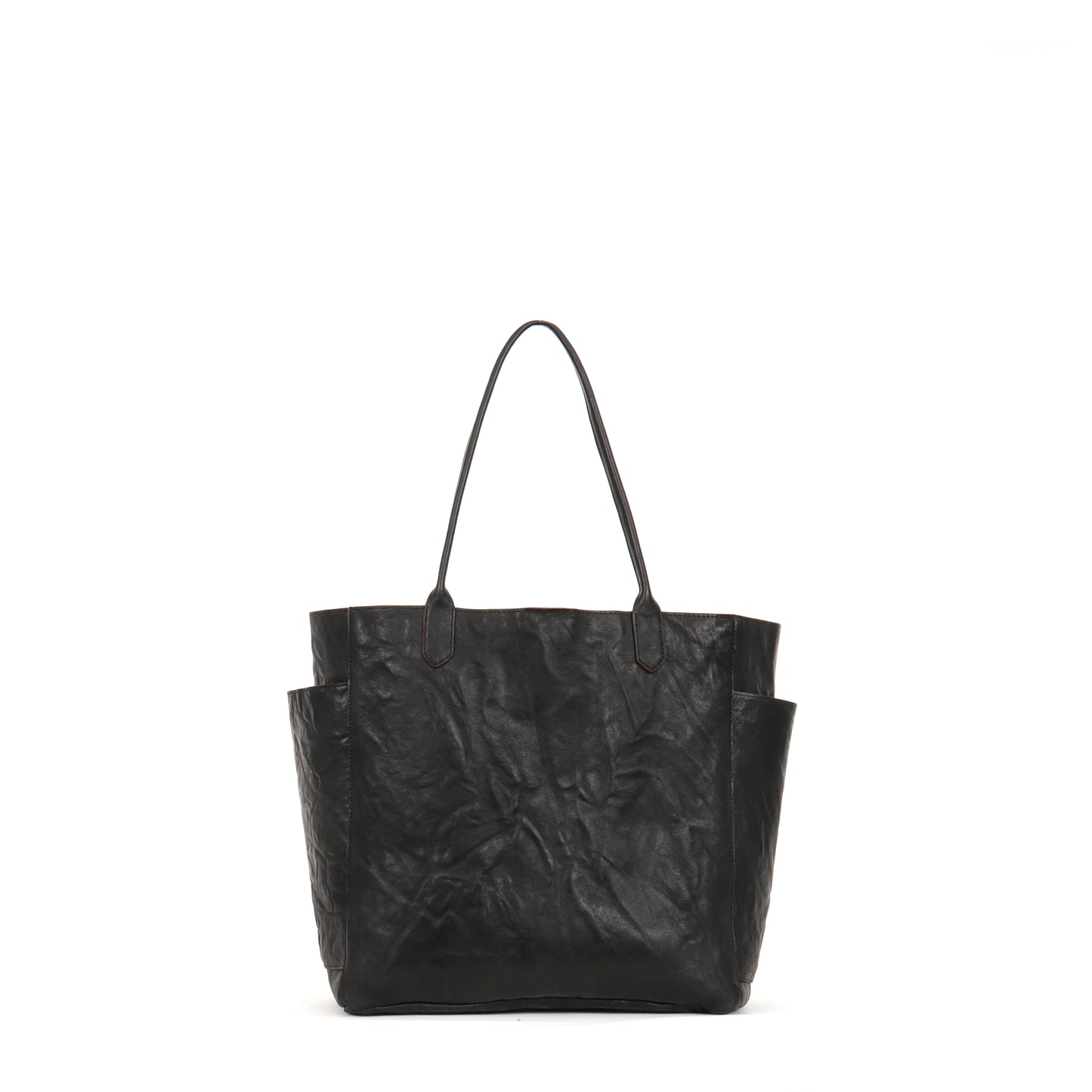SLOUCHY POCKET TOTE BLACK RUMPLED SHEEPSKIN