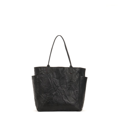 SLOUCHY POCKET TOTE BLACK RUMPLED SHEEPSKIN