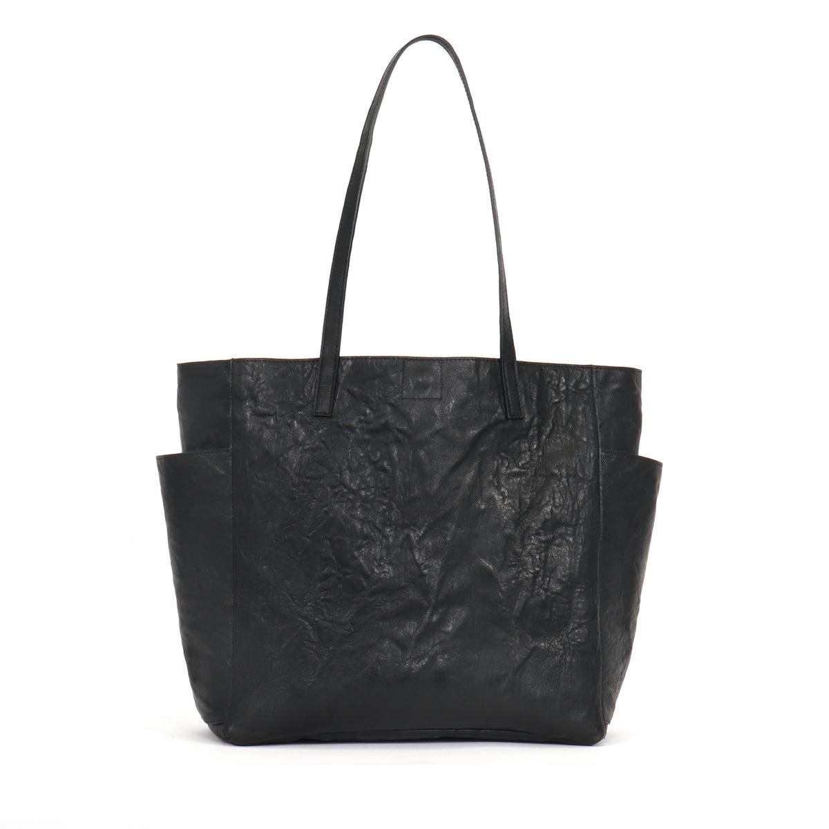 SLOUCHY POCKET TOTE BLACK RUMPLED SHEEPSKIN
