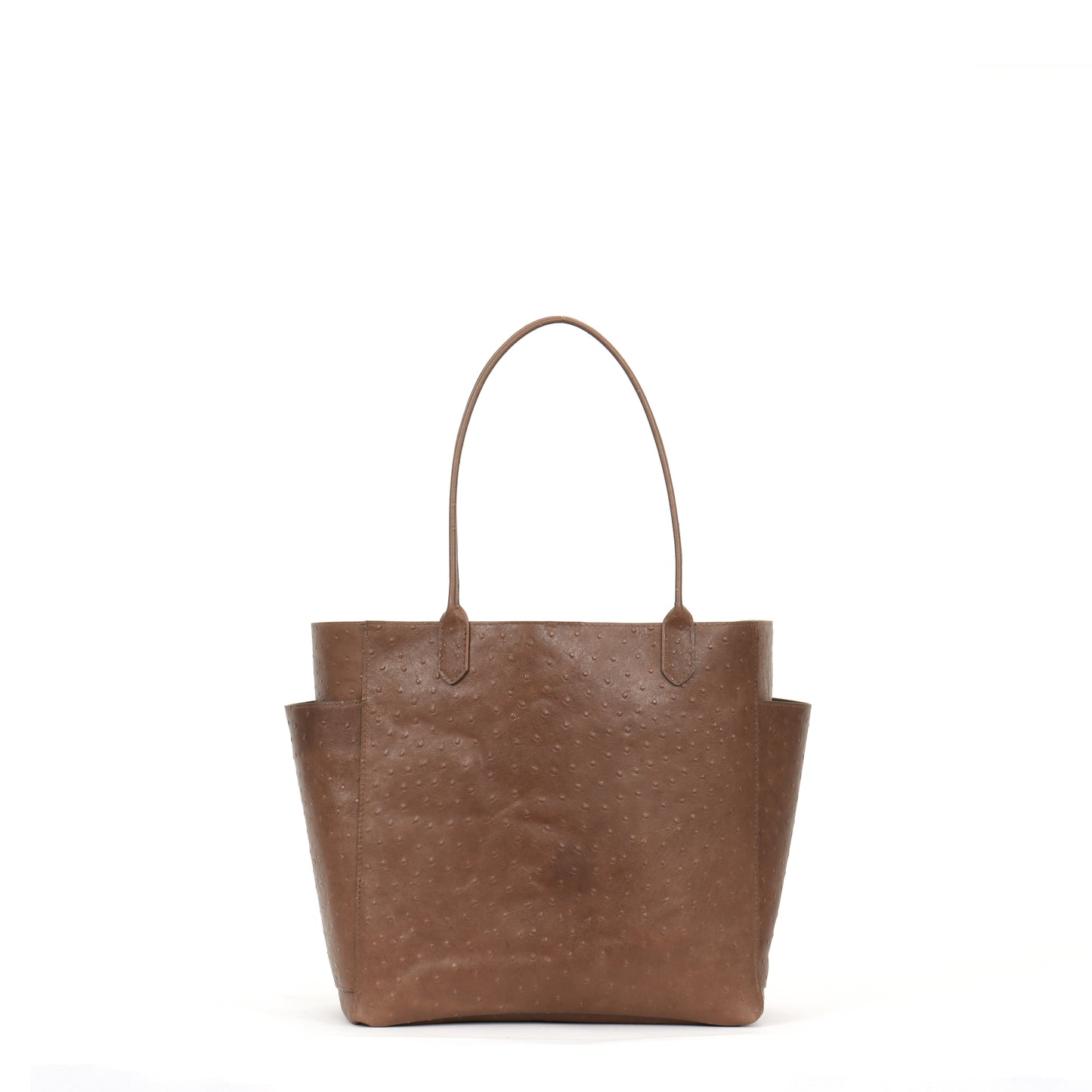 SLOUCHY POCKET TOTE BROWN EMBOSSED OSTRICH