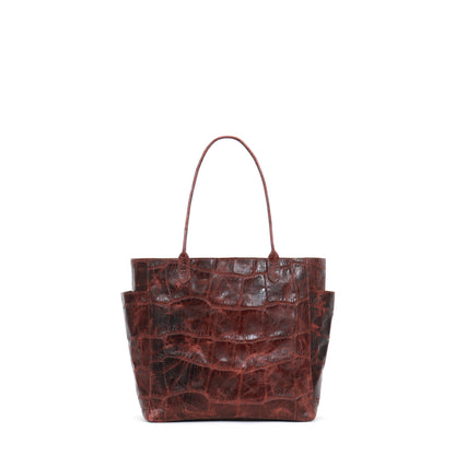 SLOUCHY POCKET TOTE VINTAGE SANGRIA EMBOSSED JUMBO GATOR