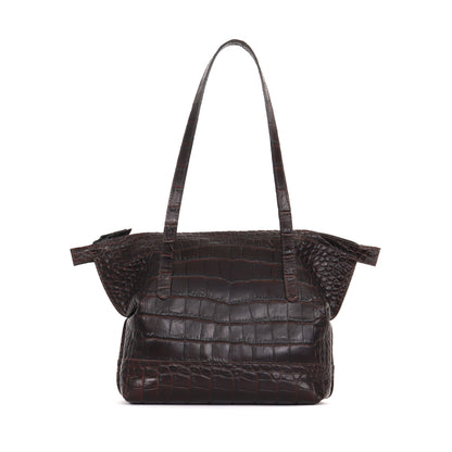 SMALL BELLO BAG ESPRESSO EMBOSSED GATOR
