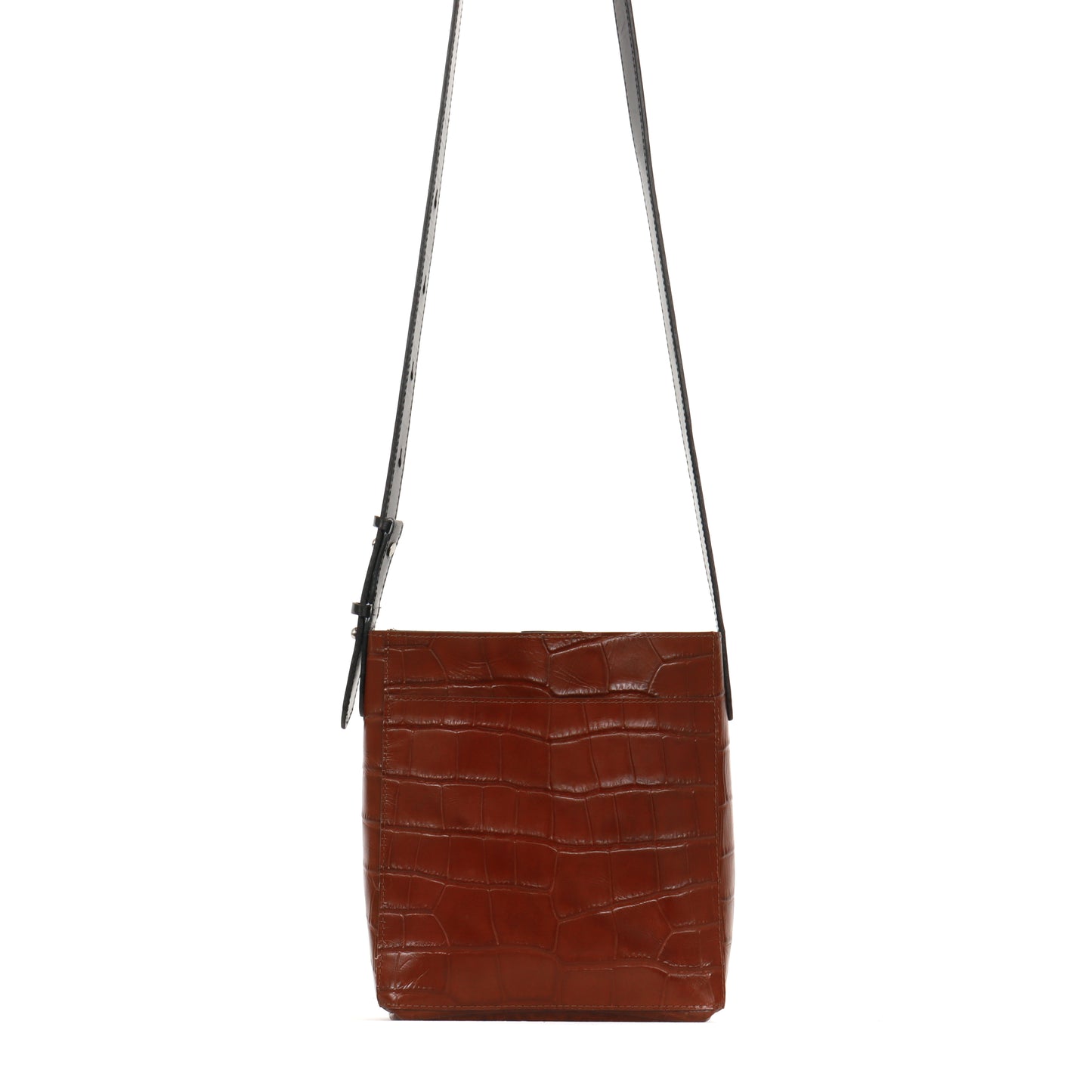 SMALL FRONT POCKET MESSENGER HICKORY EMBOSSED GATOR