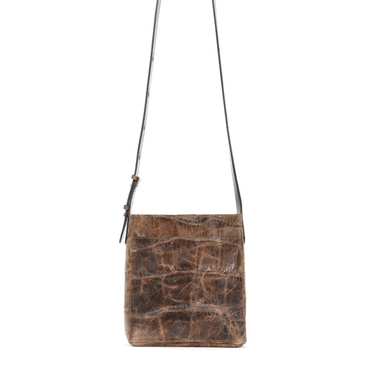 SMALL FRONT POCKET MESSENGER UMBER EMBOSSED JUMBO GATOR