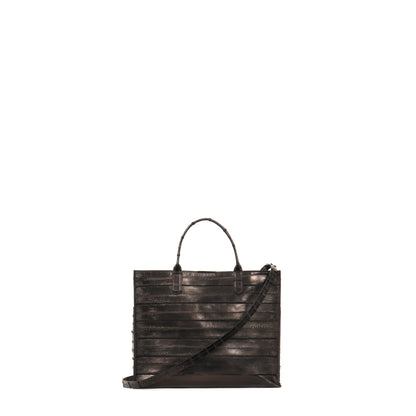 SMALL HARBOR TOTE BLACK TOP STITCH EEL