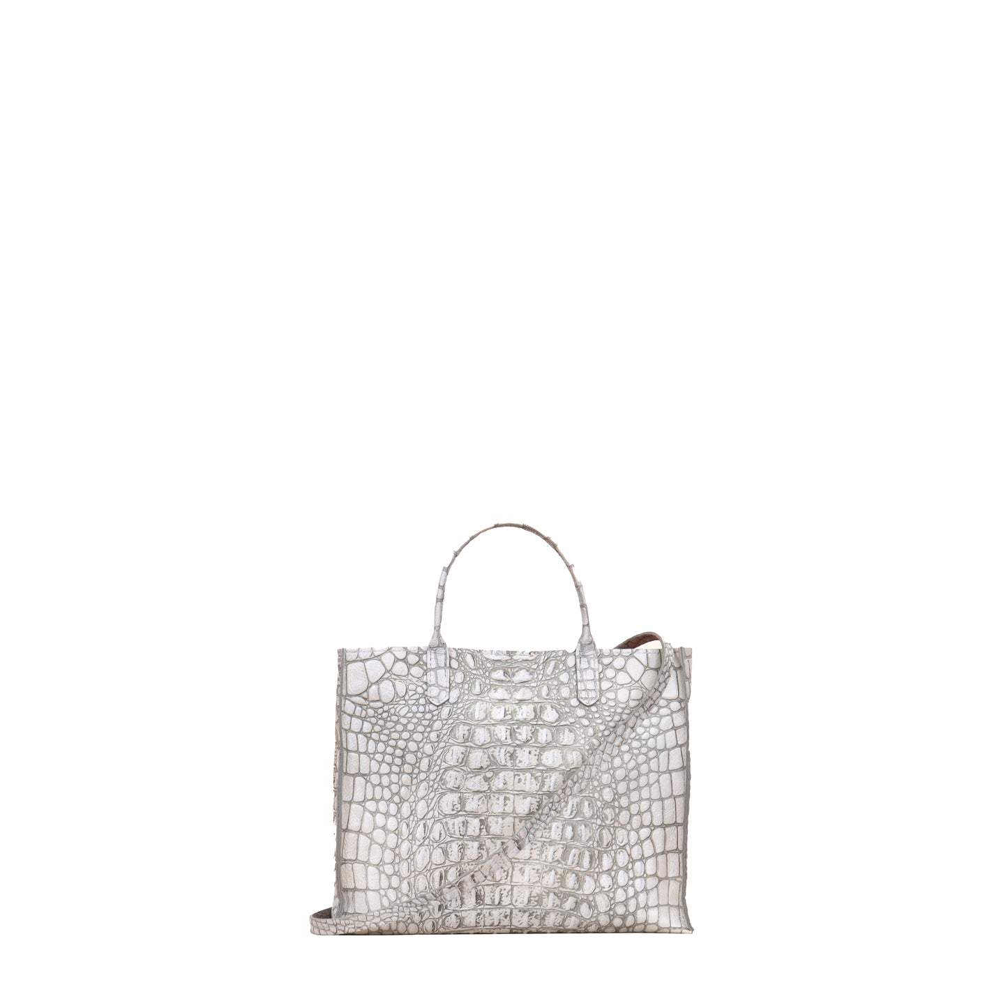 SMALL HARBOR TOTE BONE EMBOSSED CROC
