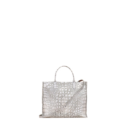SMALL HARBOR TOTE BONE EMBOSSED CROC