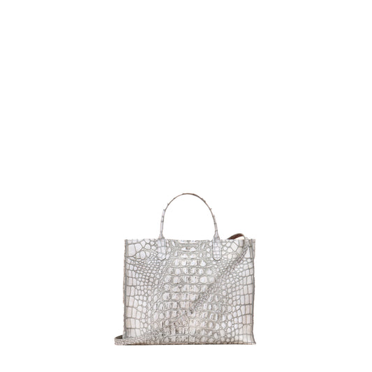 SMALL HARBOR TOTE BONE EMBOSSED CROC