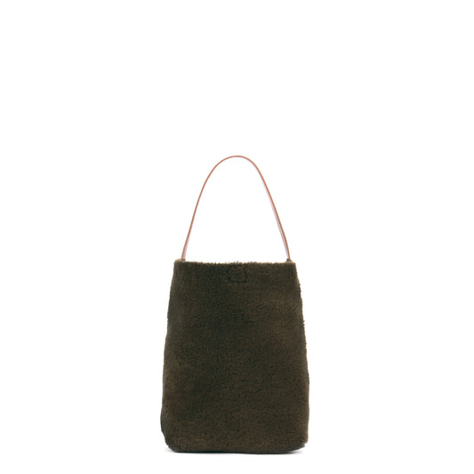 SMALL HOBO TOBACCO CURLY SHEARLING