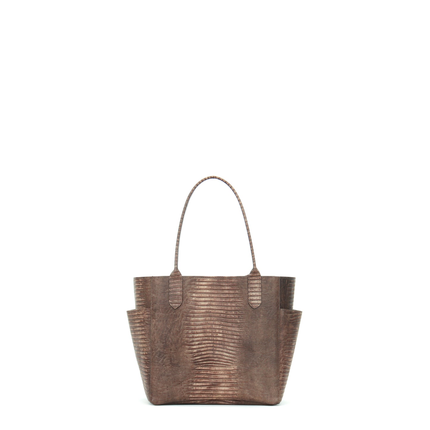 SMALL POCKET TOTE BROWN EMBOSSED LIZARD
