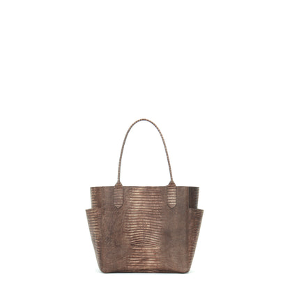 SMALL POCKET TOTE BROWN EMBOSSED LIZARD