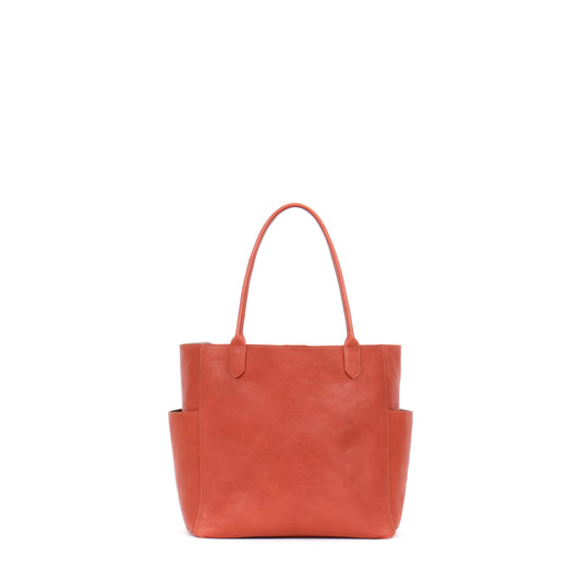 SMALL SLOUCHY POCKET TOTE TERRACOTTA ITALIAN LAMB