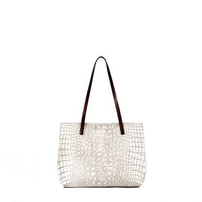 STRAPPY DAY BAG WHITE MIST EMBOSSED CROC