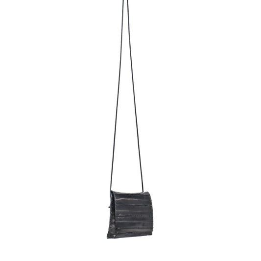 STRAPPY FOLDOVER TOP STITCH BLACK EEL