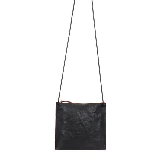 STRAPPY POUCH BLACK RUMPLED SHEEPSKIN