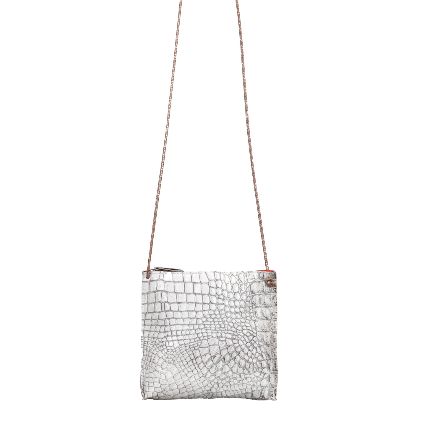 STRAPPY POUCH BONE EMBOSSED CROC