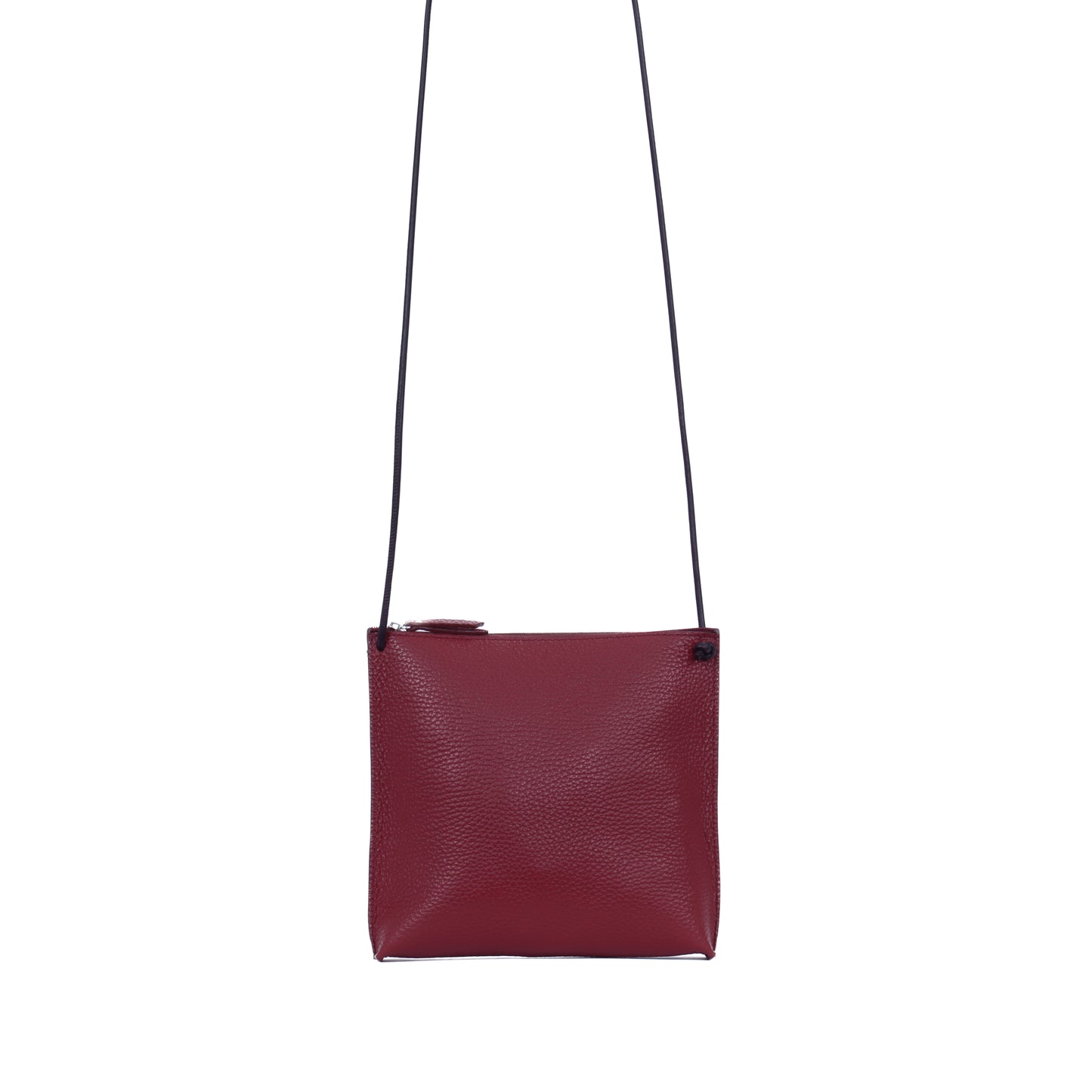 STRAPPY POUCH BURGUNDY PEBBLED CALF