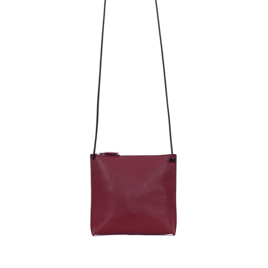 STRAPPY POUCH BURGUNDY PEBBLED CALF