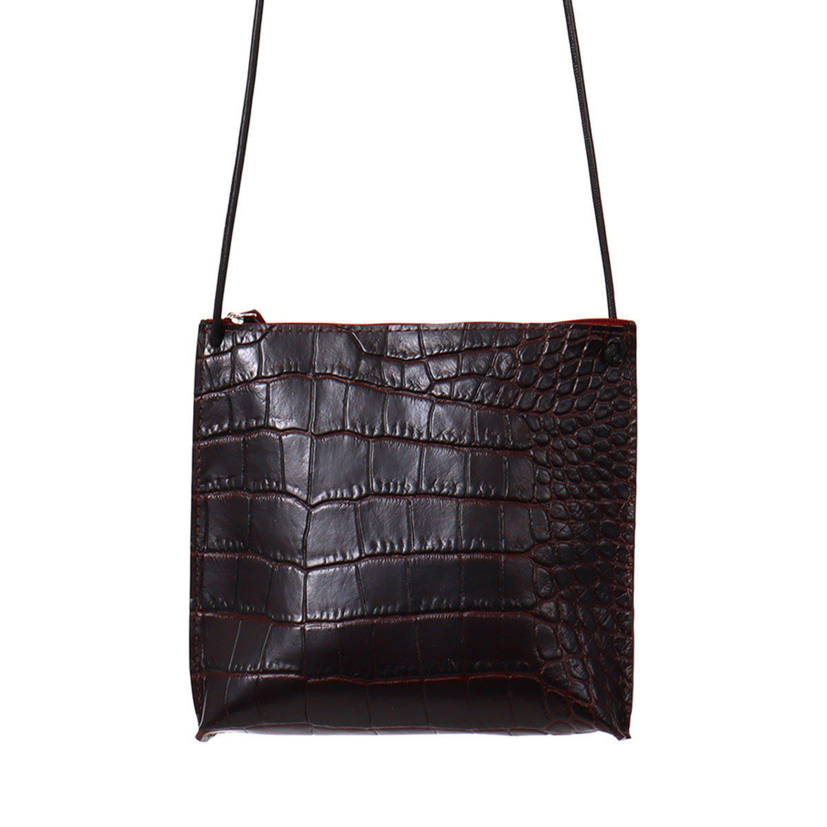STRAPPY POUCH ESPRESSO EMBOSSED GATOR