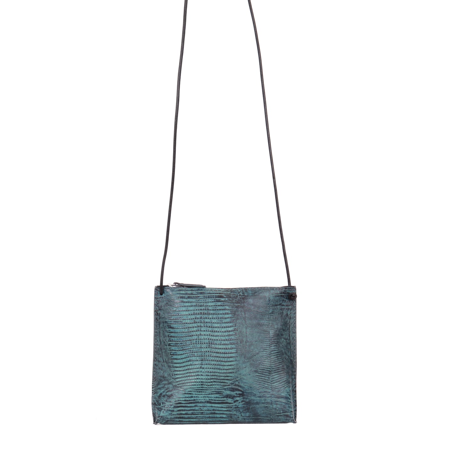 STRAPPY POUCH INDIGO EMBOSSED LIZARD