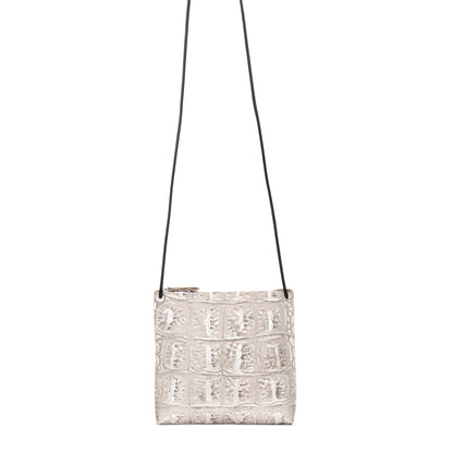 STRAPPY POUCH SILVER TIPPED EMB JUMBO CROC