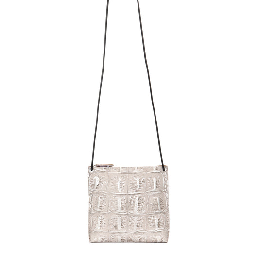 STRAPPY POUCH SILVER TIPPED EMB JUMBO CROC